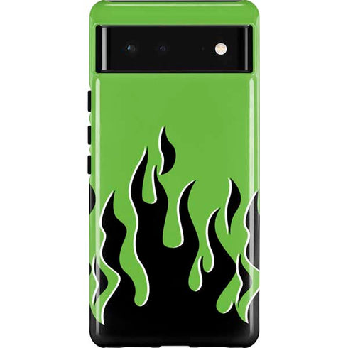 Green Flames Pixel Cases